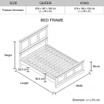 King Bed Frame in Solid Wood with Slats Support – Grey