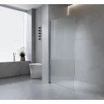 120cm Reeded Glass Shower Screen with Wall Channel – White