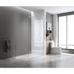 100x200cm Glass Shower Screen with U-Brackets and Square Pole – Chrome