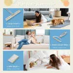 Pet Hair Removal Tool Set – Multi-Purpose Sweeper with Scraper and Handheld Fur Remover  Grey