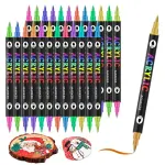 12-Pack Dual-Tip Acrylic Paint Markers – 24 Vibrant Colors, Waterproof & Quick-Dry for Art Projects