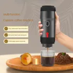 Portable Fully Automatic Espresso Coffee Machine – Universal 3-in-1 Capsule, Coffee Powder & Espresso Maker – Black