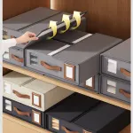 2 Pcs Non-Woven Fabric Storage Box with Lid – Transparent Window, Moisture-Proo – Beige