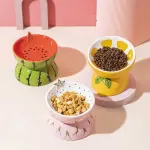 Ceramic Elevated Pet Food Bowl – Cute Watermelon Pattern Design for Cats and Small Dogs
