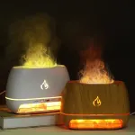 Black Himalayan Salt Flame Aroma Diffuser – 250ml Ultrasonic Humidifier with 7-Color LED Light for Relaxation and Decor
