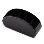 Stylish Remote Control Storage Box – PU Leather Organizer with Compartments – Black