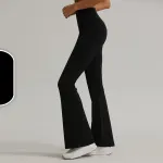 Black High-Waisted Lycra Yoga Bell-Bottom Pants for Women -Tummy Control & Butt Lifting