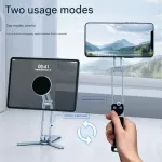 2-in-1 Magnetic Folding Stand for Phones & Tablets – Adjustable Aluminum Desktop & Handheld Holder(silver)