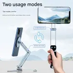 2-in-1 Magnetic Folding Stand for Phones & Tablets – Adjustable Aluminum Desktop & Handheld Holder(silver)