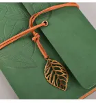 2PCS Black Vintage A5 PU Leather Journal with Leaf Charm – Ring Bound Refillable Notebook Set