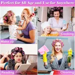 49-Piece Pink Plastic Hair Rollers Set with Clips and Storage Bag for At-Home Styling – Multi-Size Curlers for Voluminous Curls, Waves and Bangs – Light Purple