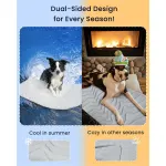 Pet Cooling Mat Self Cooling Pad for Dogs Cats Dual Sided Summer Sleeping Bed Extra large (150x101cm) – Light Green