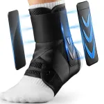 M Size Black Triple-Layer Compression Ankle Brace With Adjustable Lace-Up - Breathable Sprain Prevention Sleeve