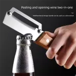 2-PCS Multi-Function Stainless Steel Peeler with Wooden Handle for Fruits, Vegetables, Sugarcane and Bottle Opening
