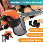 Chainsaw Brushcutter Hard Hat Safety Helmet Face Shield With Visor & Ear Muffs For Landscaping Gardening Lawn Mowing Edge Trimming CE Approved