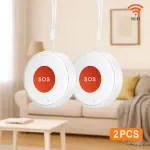 elderly emergency button, SOS medical alarm, wireless emergency system, remote notification, one-click call, senior safety device, care alert button, fall detection alternative, GPS medical alert, personal emergency response system – White – Size 2PCS