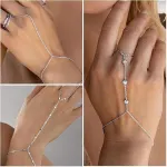 3PCS 14K Gold-Plated Hand Chain Bracelets for Women, Stack Bracelets Set Adjustable, Trendy Dainty Ring Bracelet Hand Chain