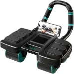 Automatic Rebound Ab Roller with Six-Point Elbow Support & Phone Holder for Home Gym Core Workout – Black