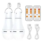 2 Pack USB Rechargeable 7W E27 LED Battery Bulbs with Remote Control and Hook