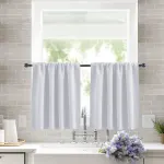 2 Pack Blackout Kitchen Curtains White, 40 x 60 cm