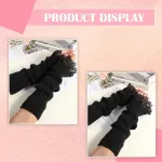 2 Pair Fingerless Arm Warmers Soft Fleece Black for Women