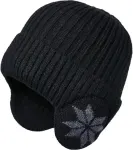 Winter Earmuff Hat Plush Knitted Fleece Lined Black