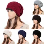 Womens Knitted Slouchy Beanie Winter Ski Hat Red