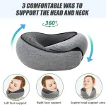 Travel Neck Pillow U-Shaped Memory Cotton for Airplane Sleep and Neck Support Pink