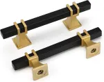 10 Pack Cabinet Pulls, Solid Steel Drawer Handles for Kitchen Cabinets, Matte Black Gold 3 Inch