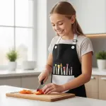 2 Pack Kids Art Aprons, Waterproof Adjustable Bib Aprons with Pockets, Black White Age 6-8