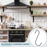 12 Pack Large S Hooks, 6 Inch Heavy Duty Reversible Metal Hanging Hooks for Plants Kitchen, Black
