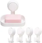 5 Pack Suction Cup Storage Baskets, Drill-Free Wall Organisers for Soap, Towels, Toiletries, Kitchen and Bathroom Use