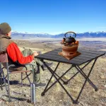Camping Table, Folding Portable Camp Side Table, Lightweight Camping Table with Carry Bag, Ideal for Beach Outdoor Hiking Picnics BBQ Cooking Dining Kitchen, Black