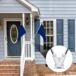 2X Double FlagPole Bracket Holder, V Shape Aluminum Alloy Flagpole Wall Mount Bracket Windproof Flag Bracket Mounting