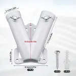 2X Double FlagPole Bracket Holder, V Shape Aluminum Alloy Flagpole Wall Mount Bracket Windproof Flag Bracket Mounting