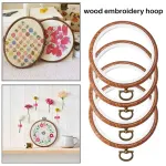 5Pcs Embroidery Hoops Imitated Wood Circle Round Display Frame for Art Craft Sewing and Hanging