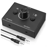 3.5mm Audio Switcher, 2 Input 1 Output/1 Output Splitter Switcher Box,One-Key Mute Button