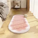 Fluffy Velvet Rugs for Bedroom, Bedside Shaggy Area Rugs, Small Oval Runner Carpet for Living Room Modern Home Decor, 16″ x 32″, Pink