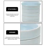 1Set Stackable Ceramic Pigment Plates Water Dropper Porcelain Paint Palette Tray