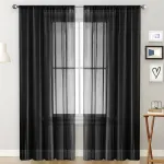 2 Pack Semi Blackout Sheer Curtains Black