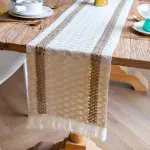 2-Pack Table Runner MX04, Two Thin Cotton Strips, With Tassels