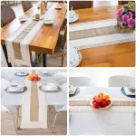 2-Pack Table Runner MX09, Black Base with Black Hexagon Pattern, With Tassels