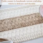 2-Pack Table Runner MX13, Grey Trim on Both Sides, Hexagon Pattern in Middle, With Tassels