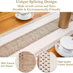 2-Pack Table Runner MX15, Blue Grid Cotton Linen, With Tassels