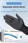300Pcs Black Nitrile Gloves Medium