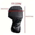 600D Oxford Outboard Motor Cover, 175-225HP Waterproof Engine Protector – Black