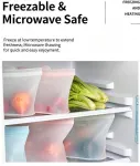 3 Pack Food-Grade Silicone Food Storage Bags, Light Blue, 1000ml