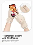 2 Pairs Thermal Gloves,Fleece Lined Lace – Light Grey