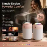 2 Pack Colour Light Humidifier 330ML Pink, Festive Bundle