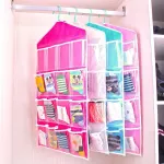 2 Pack Clear View 16 Compartment Hanging Pouches, Sock Underwear Sorting Bag, Pink, Practical Housewarming Gift
